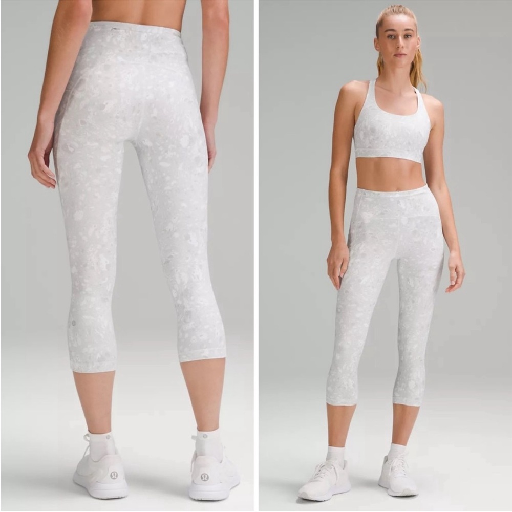 NWT Lululemon Swift Speed High Rise Crop 21 Marble Silver Ice Multi size 8